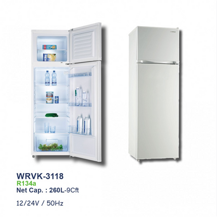 9 Cuft/ 260L Solar Refrigerator White 2 Doors Defrost + Charge Controller Westpoint