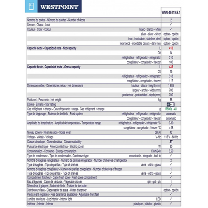 14 Cuft No-Frost Fridge White 2 Doors Westpoin